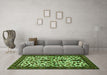 Machine Washable Persian Green Traditional Area Rugs in a Living Room,, wshtr1577grn