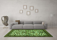 Machine Washable Persian Green Traditional Rug, wshtr1577grn