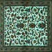 Square Machine Washable Persian Turquoise Traditional Area Rugs, wshtr1577turq