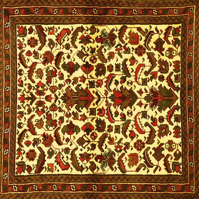 Square Machine Washable Persian Yellow Traditional Rug, wshtr1577yw