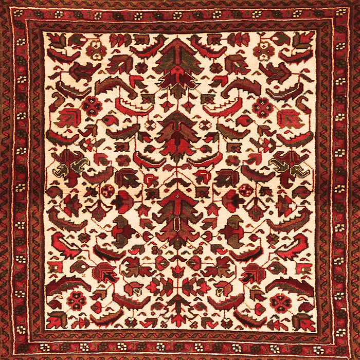 Round Machine Washable Persian Orange Traditional Area Rugs, wshtr1577org