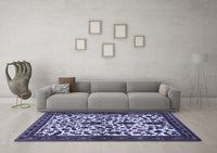 Machine Washable Persian Blue Traditional Rug, wshtr1577blu