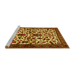 Sideview of Machine Washable Persian Yellow Traditional Rug, wshtr1577yw