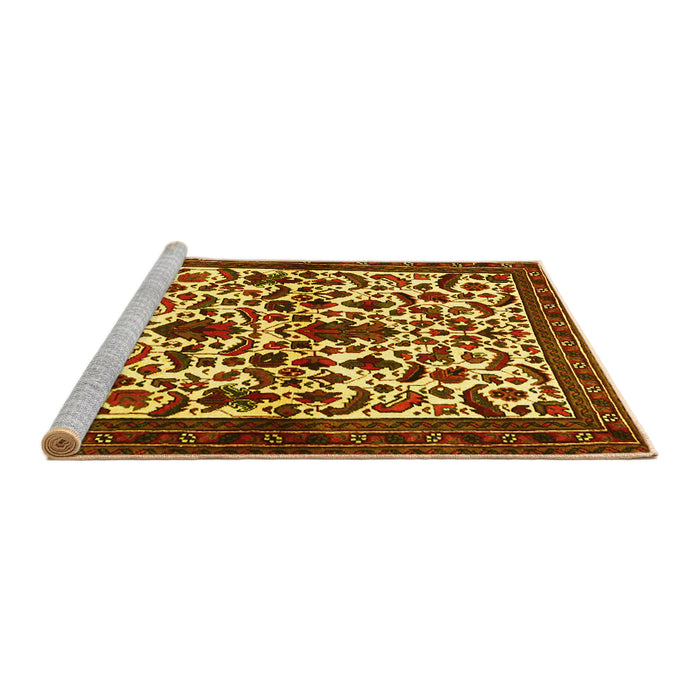 Sideview of Machine Washable Persian Yellow Traditional Rug, wshtr1577yw
