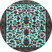 Round Machine Washable Persian Light Blue Traditional Rug, wshtr1577lblu