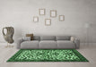 Machine Washable Persian Emerald Green Traditional Area Rugs in a Living Room,, wshtr1577emgrn