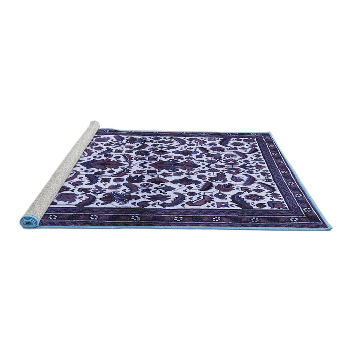 Sideview of Machine Washable Persian Blue Traditional Rug, wshtr1577blu