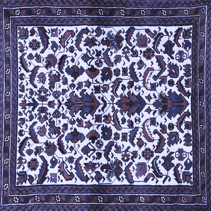 Square Machine Washable Persian Blue Traditional Rug, wshtr1577blu