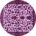 Round Machine Washable Persian Purple Traditional Area Rugs, wshtr1577pur