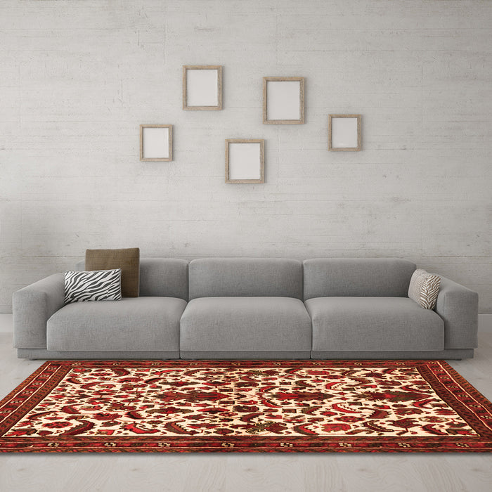 Machine Washable Persian Orange Traditional Area Rugs in a Living Room, wshtr1577org