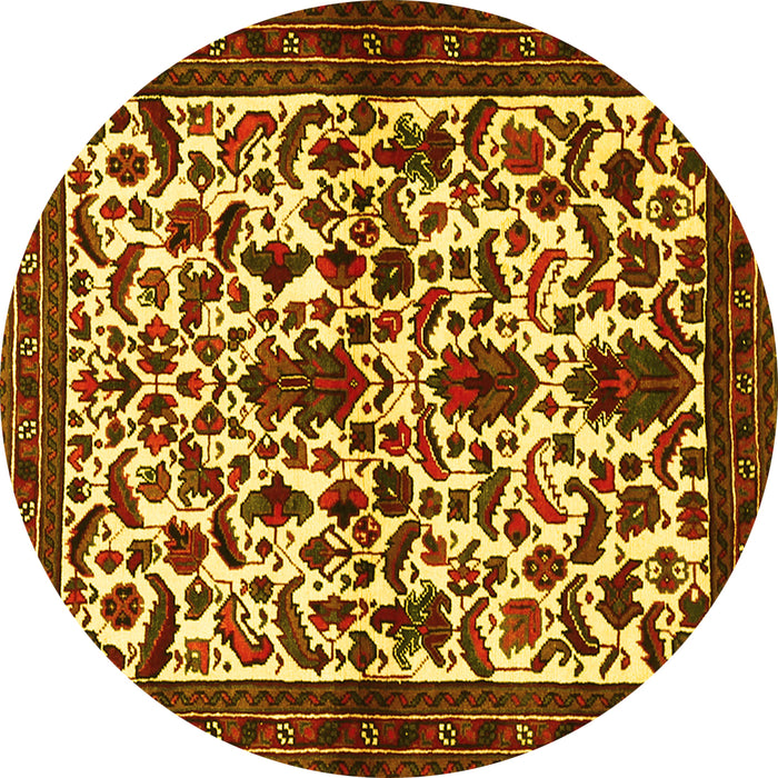 Round Persian Yellow Traditional Rug, tr1577yw