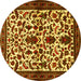 Round Machine Washable Persian Yellow Traditional Rug, wshtr1577yw