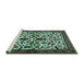 Sideview of Machine Washable Persian Turquoise Traditional Area Rugs, wshtr1577turq