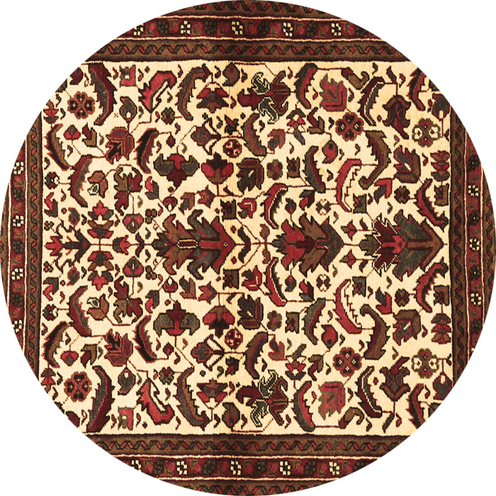 Round Persian Brown Traditional Rug, tr1577brn