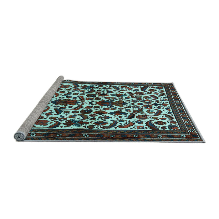 Sideview of Machine Washable Persian Light Blue Traditional Rug, wshtr1577lblu
