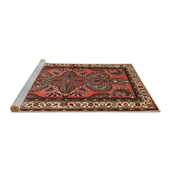 Sideview of Machine Washable Traditional Saffron Red Rug, wshtr1578