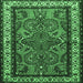 Square Machine Washable Persian Emerald Green Traditional Area Rugs, wshtr1578emgrn