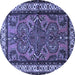 Round Persian Blue Traditional Rug, tr1578blu