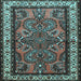 Square Machine Washable Persian Light Blue Traditional Rug, wshtr1578lblu