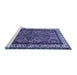 Sideview of Machine Washable Persian Blue Traditional Rug, wshtr1578blu