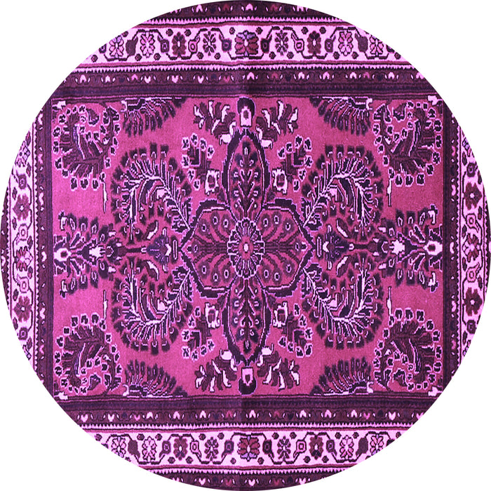 Round Persian Purple Traditional Rug, tr1578pur