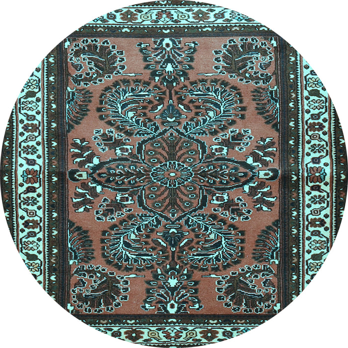 Round Persian Light Blue Traditional Rug, tr1578lblu