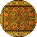 Round Machine Washable Persian Yellow Traditional Rug, wshtr1578yw