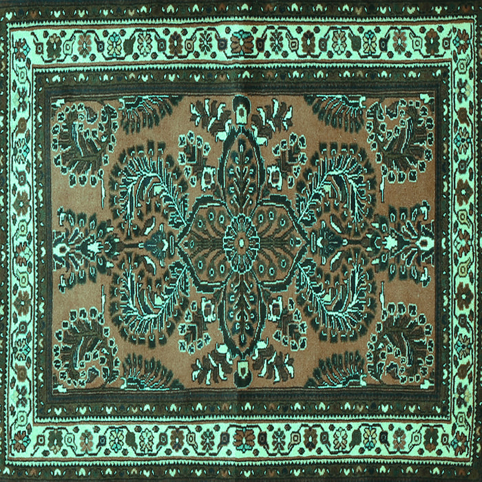 Square Machine Washable Persian Turquoise Traditional Area Rugs, wshtr1578turq