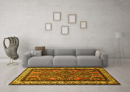 Machine Washable Persian Yellow Traditional Rug in a Living Room, wshtr1578yw