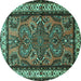 Round Persian Turquoise Traditional Rug, tr1578turq