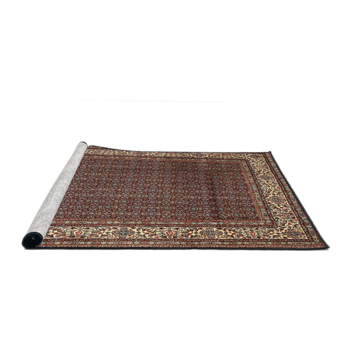 Sideview of Machine Washable Traditional Camel Brown Rug, wshtr1579