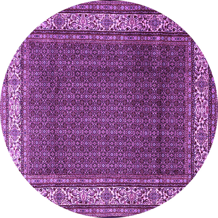 Round Machine Washable Persian Purple Traditional Area Rugs, wshtr1579pur