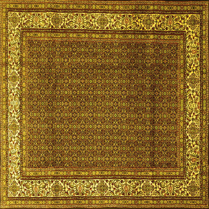 Square Machine Washable Persian Yellow Traditional Rug, wshtr1579yw