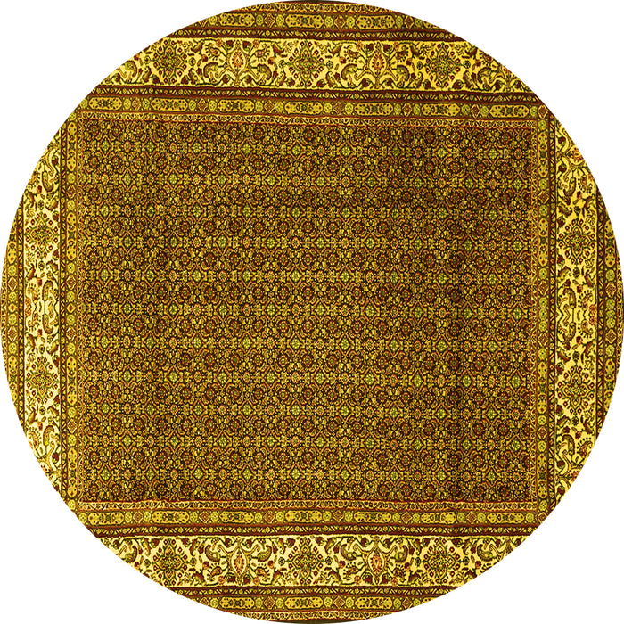 Round Persian Yellow Traditional Rug, tr1579yw