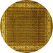 Round Persian Yellow Traditional Rug, tr1579yw