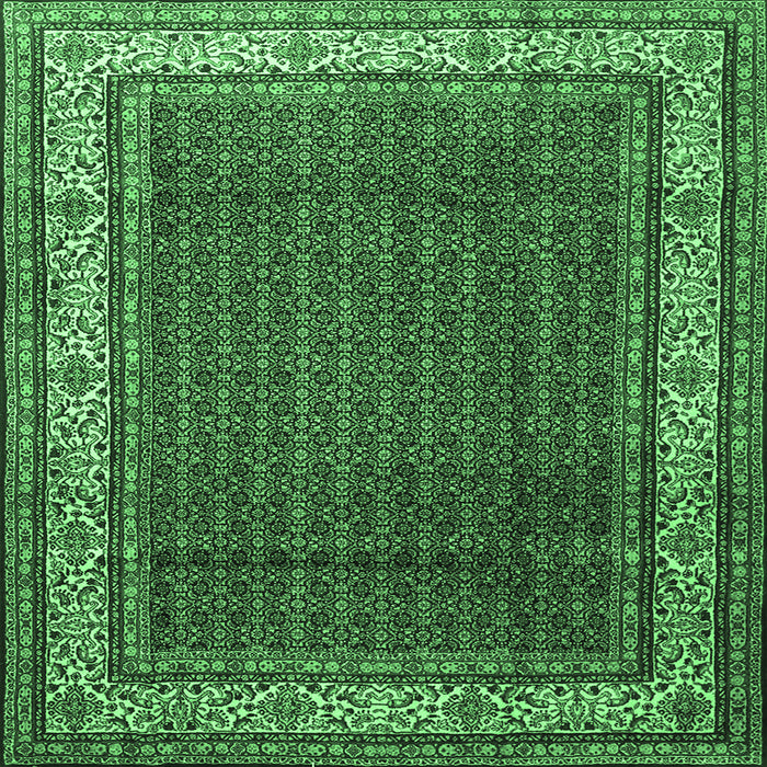 Square Persian Emerald Green Traditional Rug, tr1579emgrn