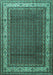 Machine Washable Persian Turquoise Traditional Area Rugs, wshtr1579turq