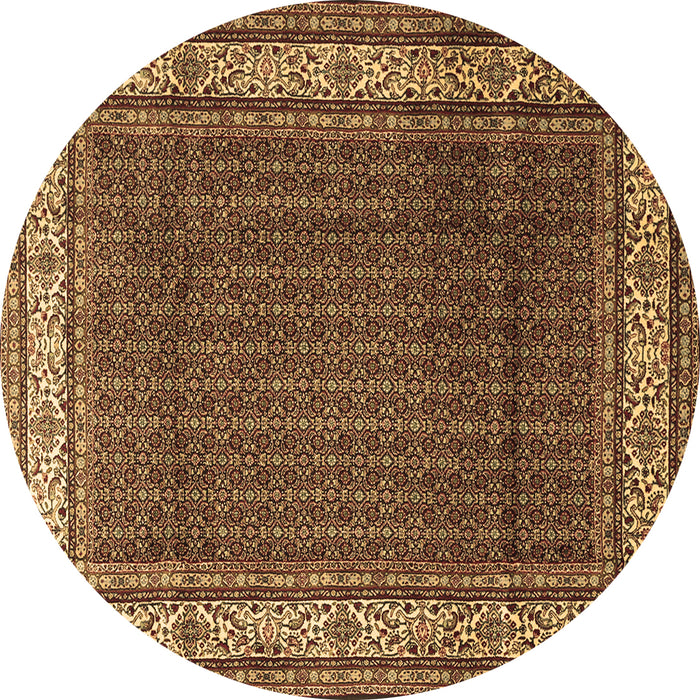Round Machine Washable Persian Brown Traditional Rug, wshtr1579brn