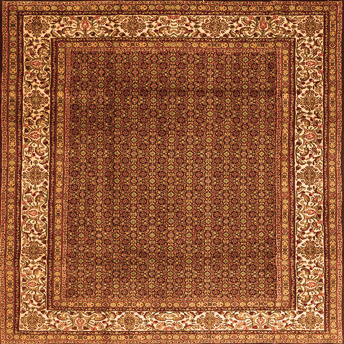 Round Machine Washable Persian Orange Traditional Area Rugs, wshtr1579org