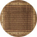 Round Persian Brown Traditional Rug, tr1579brn
