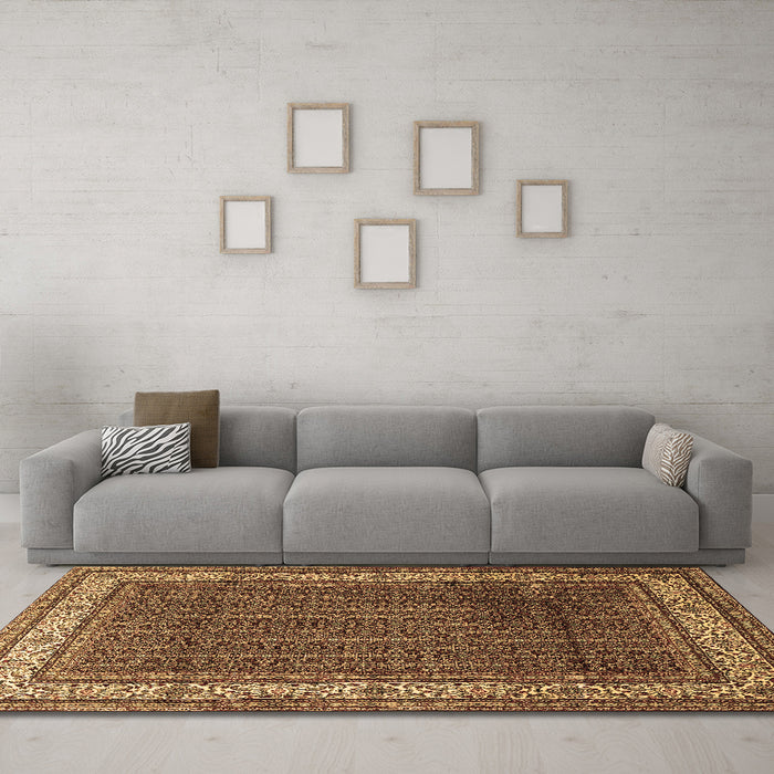 Machine Washable Persian Brown Traditional Rug in a Living Room,, wshtr1579brn