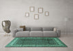 Machine Washable Persian Turquoise Traditional Area Rugs in a Living Room,, wshtr1579turq