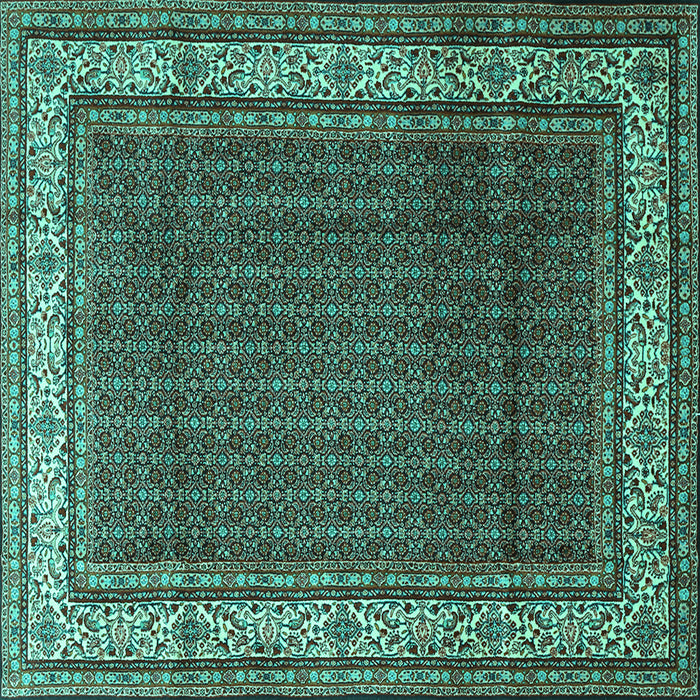 Square Machine Washable Persian Turquoise Traditional Area Rugs, wshtr1579turq