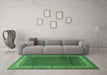 Machine Washable Persian Emerald Green Traditional Area Rugs in a Living Room,, wshtr1579emgrn