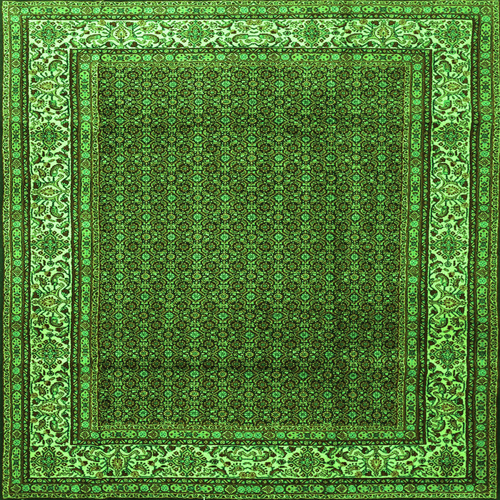 Round Machine Washable Persian Green Traditional Area Rugs, wshtr1579grn
