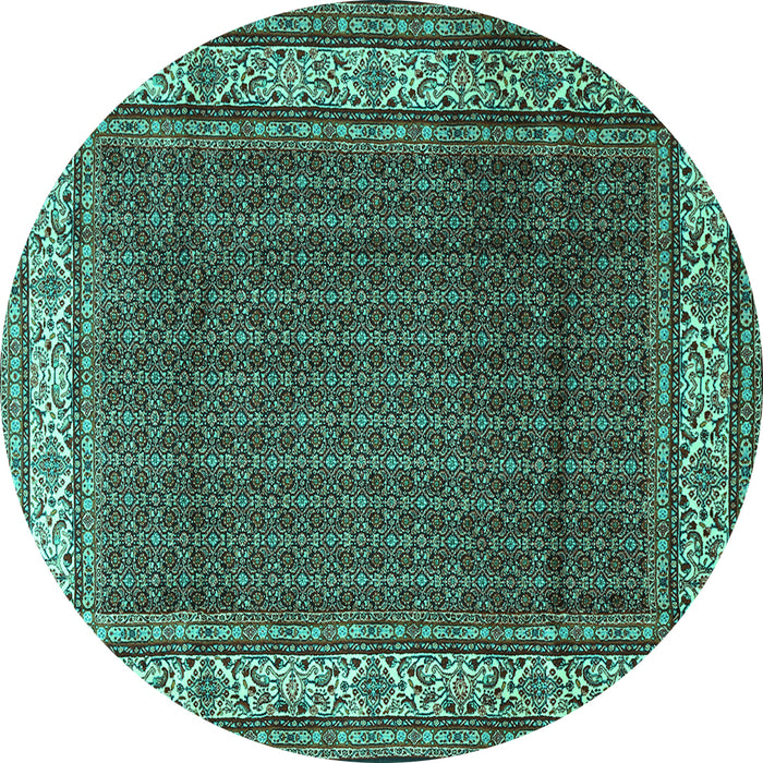 Round Persian Turquoise Traditional Rug, tr1579turq