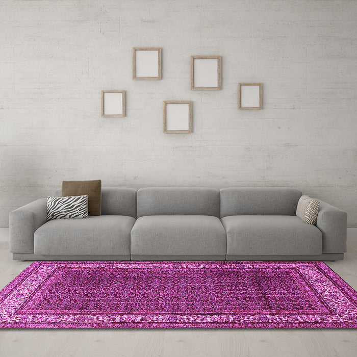 Machine Washable Persian Pink Traditional Rug in a Living Room, wshtr1579pnk