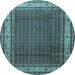 Round Persian Light Blue Traditional Rug, tr1579lblu