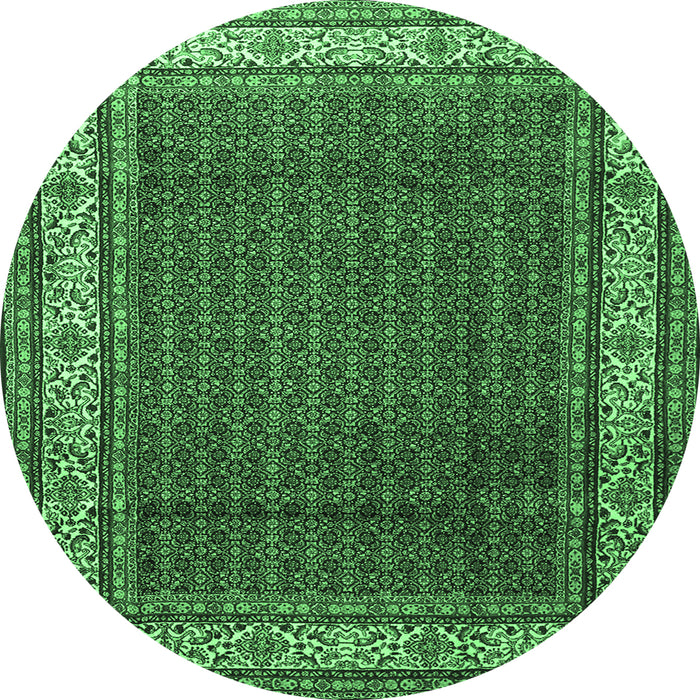 Round Persian Emerald Green Traditional Rug, tr1579emgrn