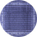 Round Machine Washable Persian Blue Traditional Rug, wshtr1579blu